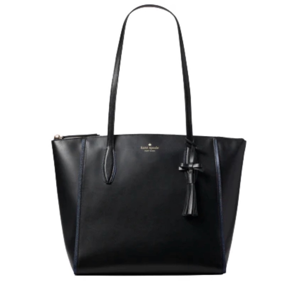 Kate Spade Kali Black Leather Tote with Tassel Accent